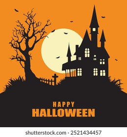Happy Halloween background. Family Festivities. Vector illustration.