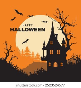Happy Halloween background. Family Festivities. Vector illustration.