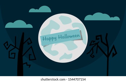 Happy Halloween Background with Flat Design Concept
