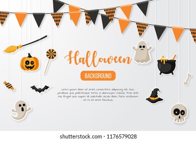 Happy Halloween Background with flat icon. Vector illustration