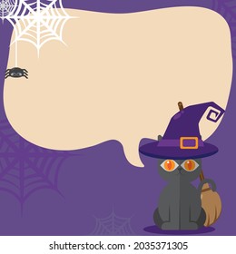 Happy Halloween Background of flat vectors. Cartoon design. Poster, memo pad, to do list, post it, pumpkin, which and grave.