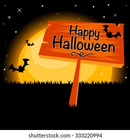 Happy Halloween background with full moon landscape