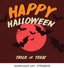 Happy Halloween background with full moon and bats
