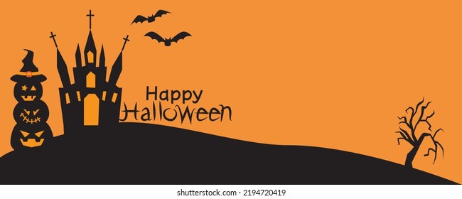 Happy Halloween background graphic. Dark moon night and scary concept banner design for halloween event. Vector illustration.