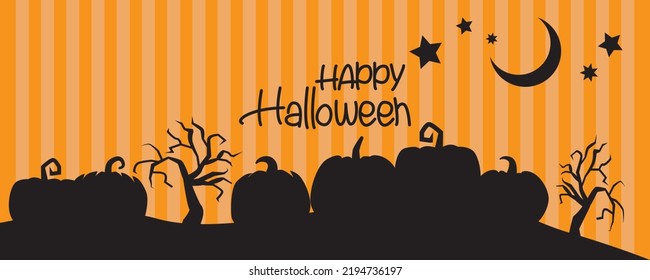  Happy Halloween background graphic. Dark moon night and scary concept banner design for halloween event. Vector illustration.