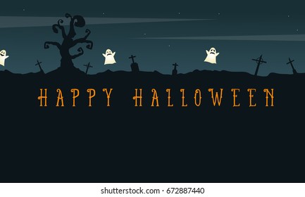 Happy Halloween background with graveyard