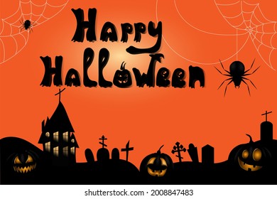 Happy Halloween background. Background with a graveyard and a scary house.