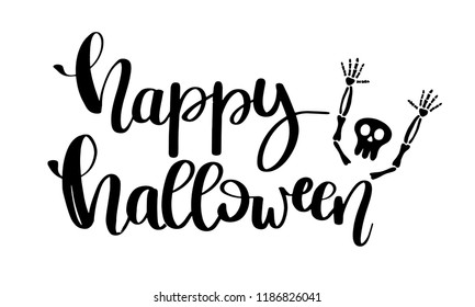 Happy halloween background. Hand drawn creative calligraphy lettering phrase. Vector design for holiday greeting card and invitation, flyers, posters, banner