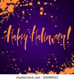 Happy Halloween background. Hand written calligraphy, vector illustration.