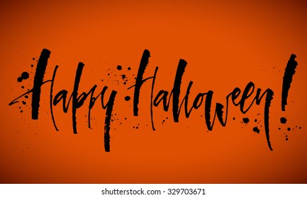 Happy Halloween background. Hand written calligraphy, vector illustration.