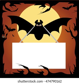 Happy Halloween background with hanging sign vector