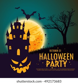 happy halloween background with haunted house
