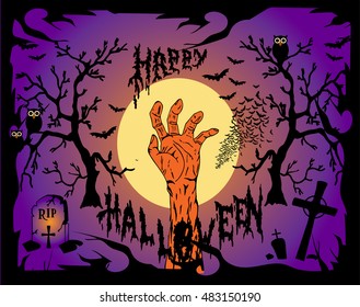Happy Halloween background with human head vector
