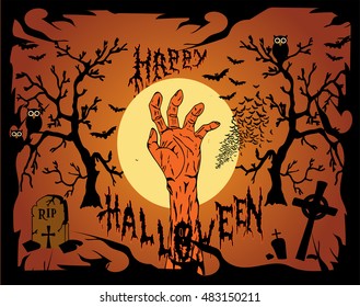 Happy Halloween background with human head vector