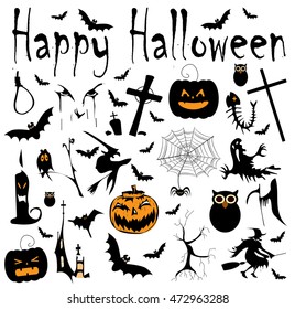 Happy Halloween background with icons vector