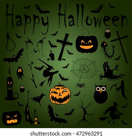 Happy Halloween background with icons vector