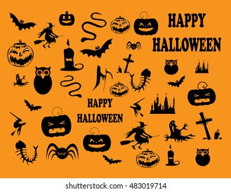 Happy Halloween background with icons vector