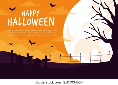 happy halloween background illustration in flat style design