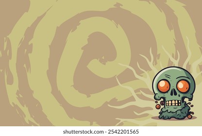 Feliz Halloween Ilustração Plano de Fundo Assustador Zumbi Skull Design. Apresentando um design zumbi divertido e assustador para convites de festa, gráficos de mídia social, cartazes e banners.