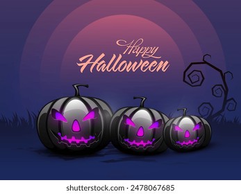 Happy Halloween Background with Jack-o-lanterns.