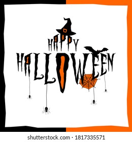happy halloween background with happy halloween lettering vector illustration