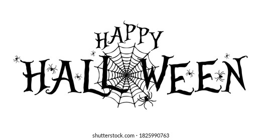 happy halloween background with happy halloween lettering vector illustration