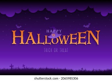 happy halloween background with happy halloween lettering vector illustration