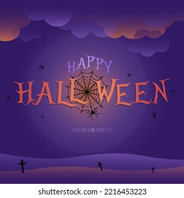 happy halloween background with happy halloween lettering vector illustration
