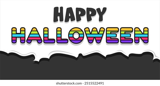 Happy Halloween Background with letters and torn fabric background