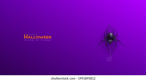 Felices antecedentes de Halloween, Ilustración mínima en 3d vectorial, banner gráfico, diseño lindo. Afiche de moda de Halloween: araña, telaraña, etc.