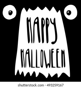 Happy Halloween background with open moth monster.