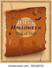 Happy Halloween background. Poster or brochure for Halloween party. Vector illustration.