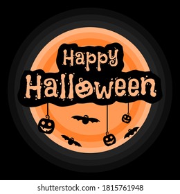 Felices antecedentes de Halloween con calabaza, murciélago, ilustración vectorial lunar adecuada para tu diseño como tarjeta de saludo, banner, fondo de pantalla, invitación, etc.