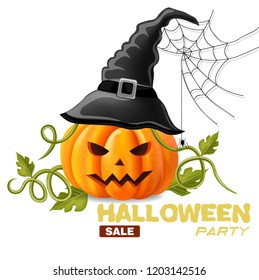 Happy Halloween background with pumpkin face Vector illustrations