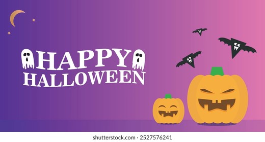 Feliz Halloween Background com abóbora Jack-O'-Lantern, Chapéu Bruxa, Fantasmas, e Decorações assustadoras. Perfeito para celebrações de truques ou tratamentos, festas de férias e outubro