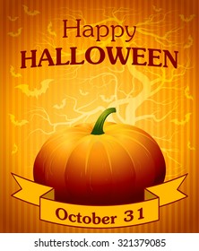 Happy Halloween Background with pumpkin. Vector illustration. 