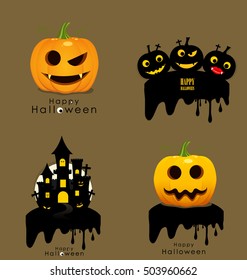 Happy Halloween background with Halloween pumpkin. Vector illustration.