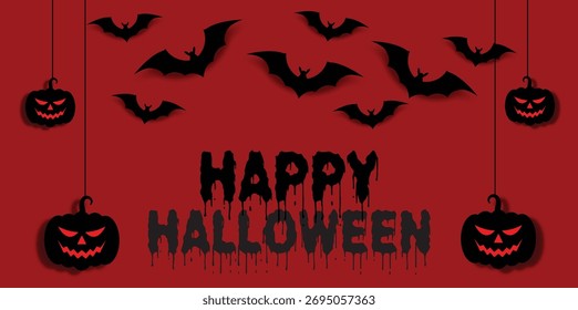 Fondo feliz de Halloween con calabazas 