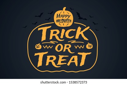 Happy Halloween Background with pumpkins. Vector Illustration