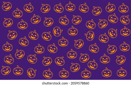Happy Halloween background with pumpkins. Vector illustration. Poster, banner