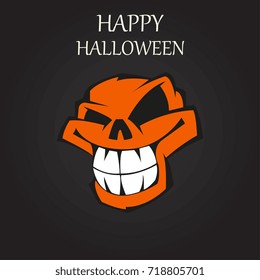 Happy halloween background with scull. Template for your design. Vector illustration