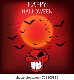 Happy halloween background with scull. Template for your design. Vector illustration