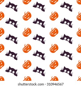 Happy Halloween Background. Seamless pattern. Collection of seamless patterns in the traditional holiday colors. 