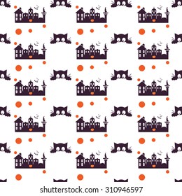 Happy Halloween Background. Seamless pattern. Collection of seamless patterns in the traditional holiday colors. 