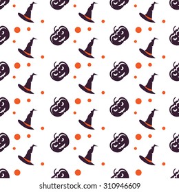 Happy Halloween Background. Seamless pattern. Collection of seamless patterns in the traditional holiday colors. 
