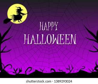 Happy Halloween background with silhouettes.