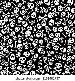 Happy Halloween Background with Skull and Bones. Seamless Halloween Pattern. Isolated vector illustration
