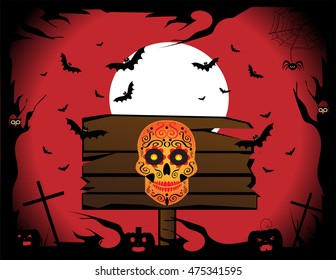 Happy Halloween background with skull icon