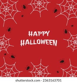  happy halloween background with spider web icon, vector design for poster, social media, greeting card.