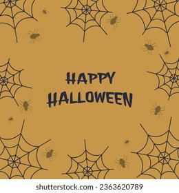 happy halloween background with spider web icon, vector design for poster, social media, greeting card.